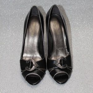 Ann Marino Black Open-Toed Heels